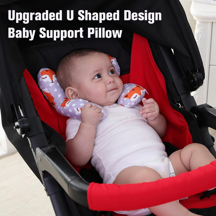 Baby Travel Pillow,Baby Neck Pillows for Car Seat,Upgraded Baby Head Pillow,Toddler Head and Neck Baby Support Pillow for Car Seat, Pushchair,Travel (Gray Fox)