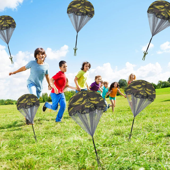 10 Pcs Parachute Toy, Camo Parachute Men Tangle Free Throwing Hand Throw Outdoor Flying Paratrooper Toy No Battery Nor Assembly Required