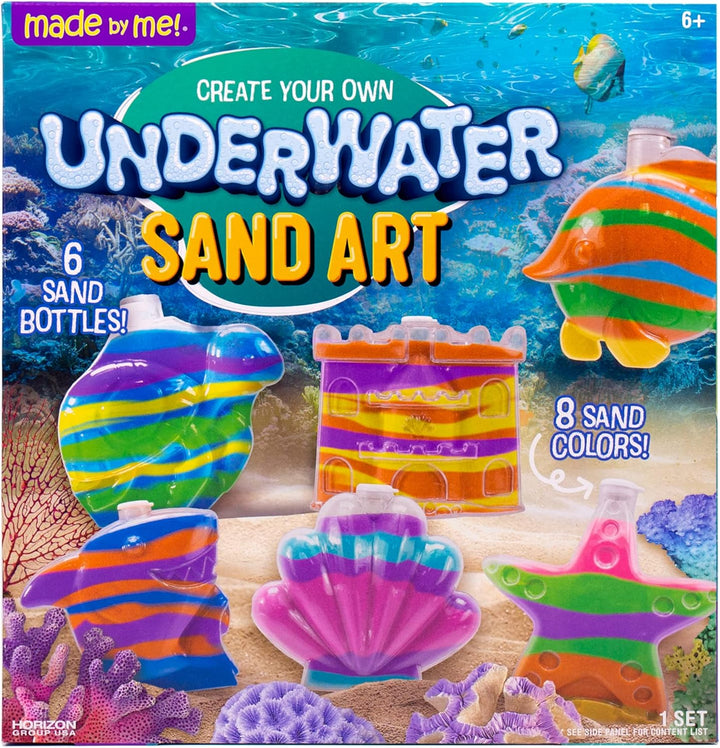 Create Your Own Underwater Sand Art, Includes 6 Ocean-Themed Bottles, 8 Sand Colors, Glitter, & Funnel, Great Staycation or Group Activity, Party Idea, DIY Sand Art for Kids Ages 6, 7, 8, 9