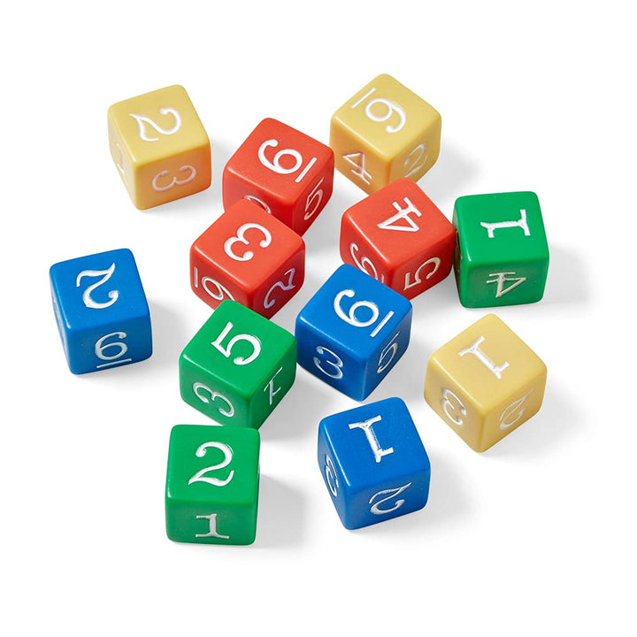 Plastic 3/4-Inch Color Number Dice (Set of 12)