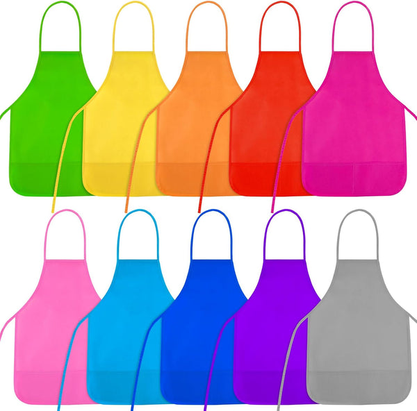 10/20/30 Pcs Kids Painting Apron Kid Art Aprons Toddler Paint Apron Smock with 2 Pockets for Cooking Painting Craft
