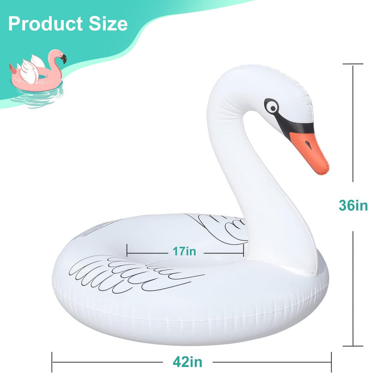 Inflatable Swan Pool Floats with Colorful Lights,  Solar Powered LED Color Changing Swan Swim Tube Rings, 42 Inch Large Pool Beach Floaties Lake Beach Floaty Summer Pool Raft Lounge for Adults