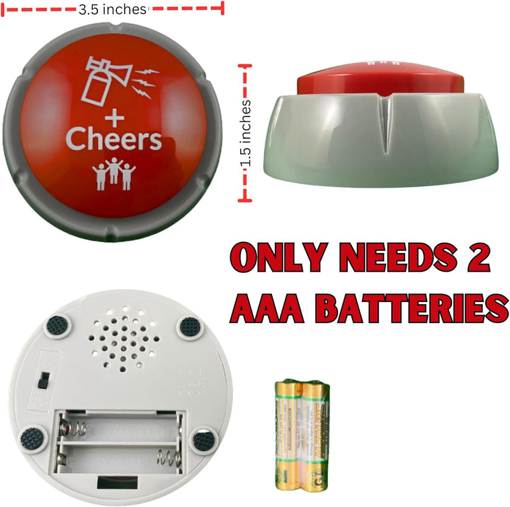 Airhorn Can Sound Button with Applause and Cheers, Funny Easy Button, Noise Maker Buzzer for Office, Sporting Event, Dance Party, Fun Classroom, Desk Toy, Gag Birthday Gift, Gadget for Teens, DJ HYPE