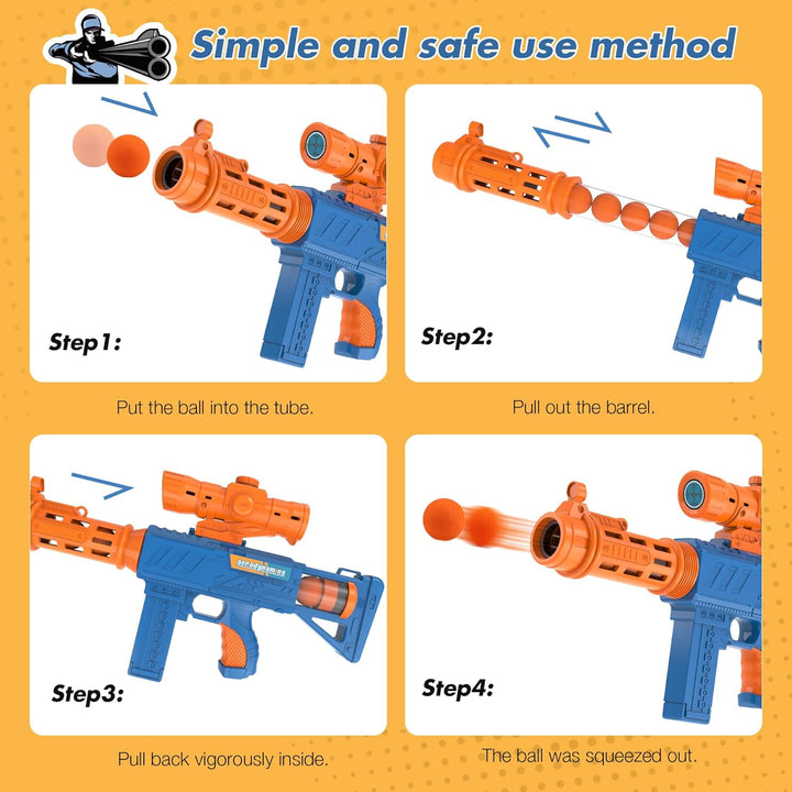 Shooting Game Toy for Boys - 2 Player Toy Foam Blaster Air Guns, 24 Foam Bullet Balls Popper & Standing Shooting Target, Birthday Gifts for Age 3 4 5 6 7 8 9 10-12 Years Old Kids, Girls