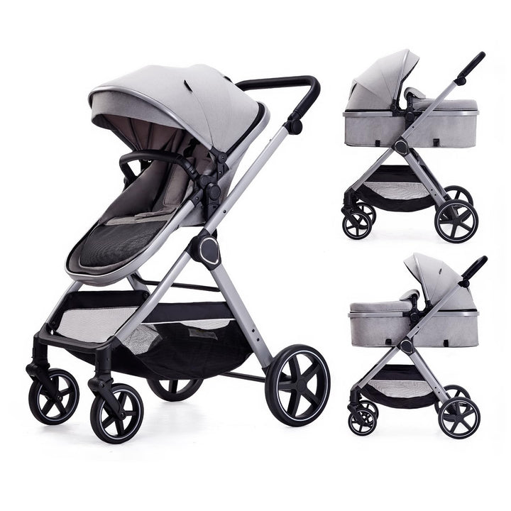 2 in 1 Baby Stroller, Newborn Infant Toddler Convertible Bassinet Pram Stroller for 0-36 Months Old Babies (Beige)