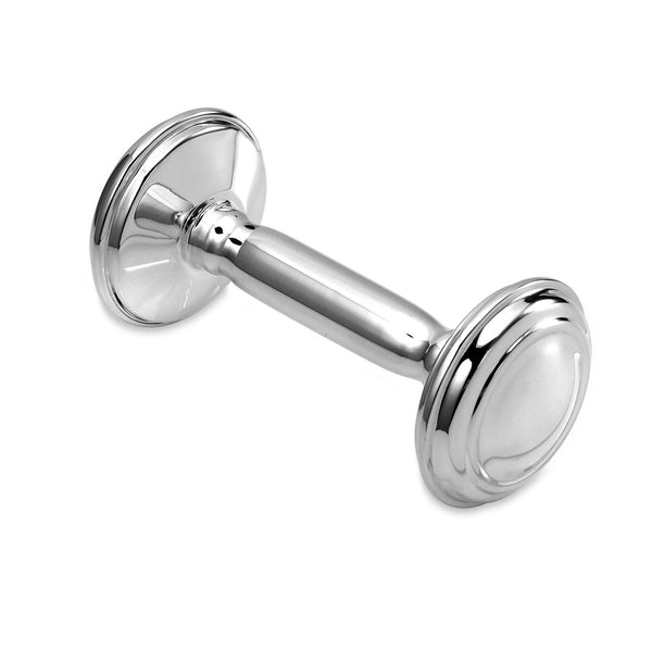 Sterling Silver Keepsake Baby Rattle Barbell Engravable Engrave Personalize with Initials or Name| Complete with Gift Box | Gift for Baby | Made in Italy