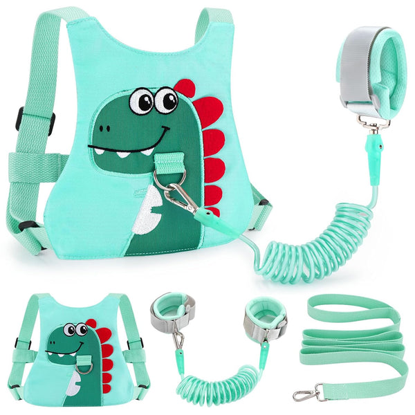 Toddler Leash-Baby Walking Safty Harness and Child anti Lost Wrist Link for Girls/Boys Travel (Green)
