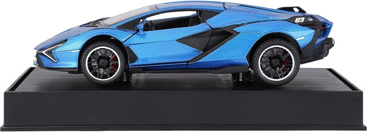 Lambo Toy Cars Sian Fkp37 Diecast Metal Model Car with Light and Sound Pull Back Car Toys for Boys Age 3 + Year Old (Blue)