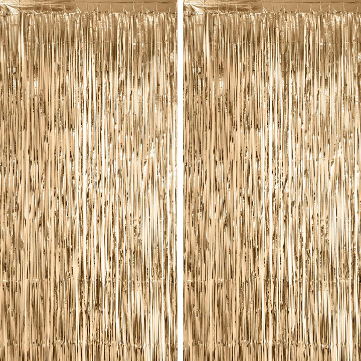 2 Pack Laser Pink Tinsel Foil Fringe Curtains, Mothers Day Pink Decorations, Metallic Tinsel Party Streamers Backdrop for Birthday Bachelorette Graduation Wedding Party Decorations