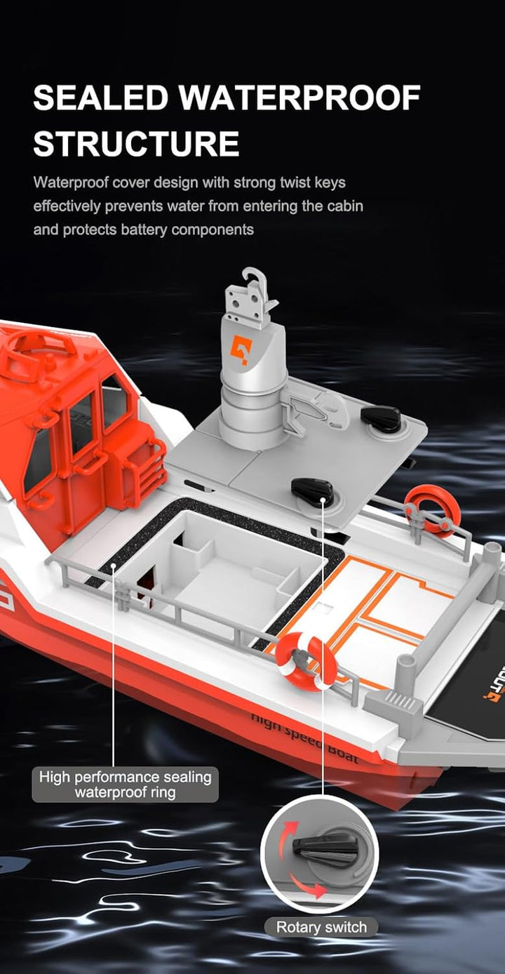 RC Jet Boat 4CH Lake Swimming Pool RTR Remote Control Boat Port Tugboat 8Km/H 2.4Ghz/Orange (Dual Battery)