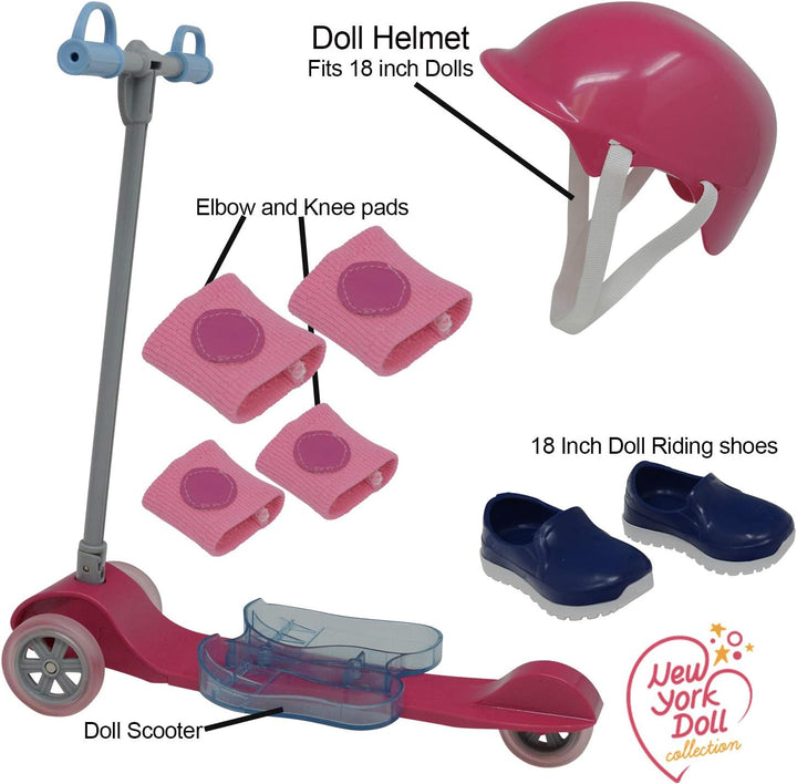 18" Scooter & Helmet Set - Accessories for 18In Dolls, Bike Play Set (Scooter+Helmet)