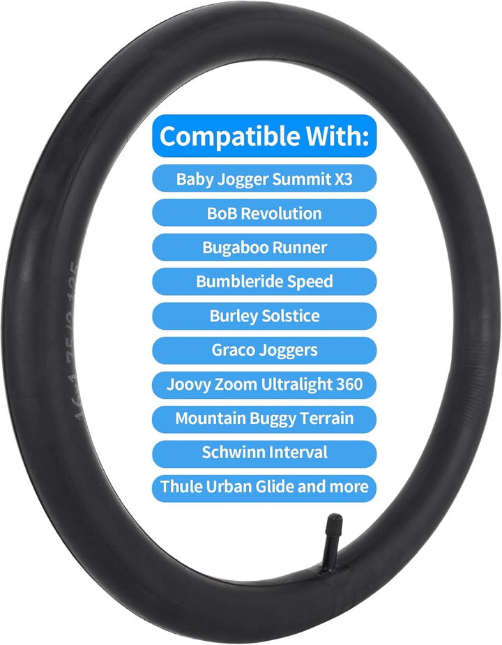 16" Back & 12.5" Front Replacement Inner Tubes 16 X 1.75/2.15 & 12.5 X 1.75/2.15 Compatible with Jogging Revolution Baby Jogger Summit X3 Schwinn Stroller Butyl Rubber Heavy Duty Tube 3 Pack