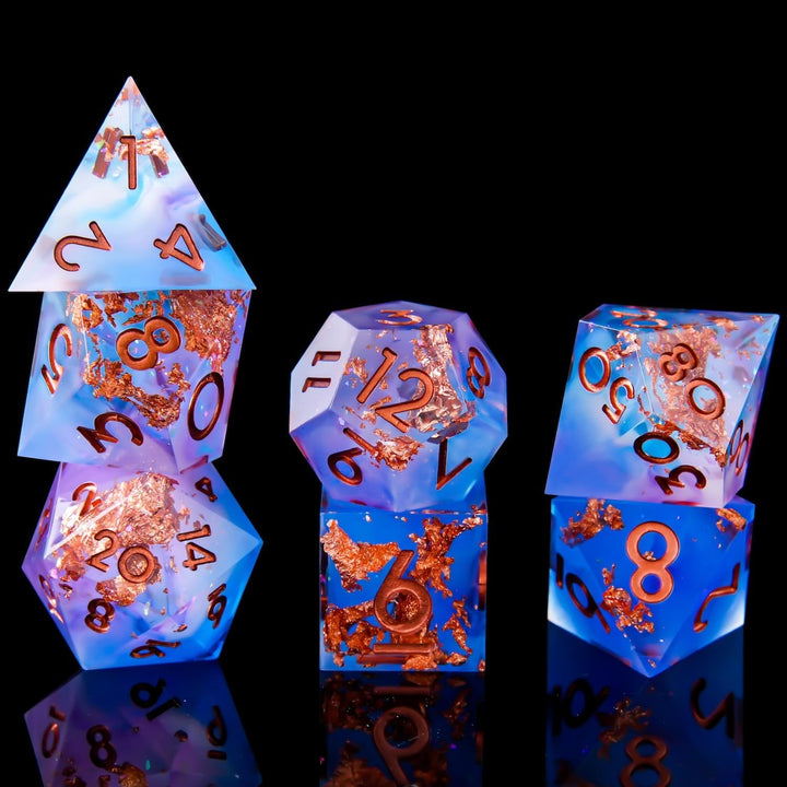Sharp Edge DND Dice Set Handmade 7 Accessories Dice for Dungeons and Dragons TTRPG Games, Multi-Sided RPG Polyhedral Resin Sharp Edge Dice Roleplaying Games