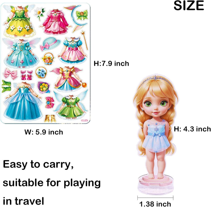 Magnetic Dress up Dolls - Girls Fun Mix and Match Play Magnetic Paper Dolls with 4 Themed Magnetic Costume Stickers for Creating Imaginative Birthday Gifts