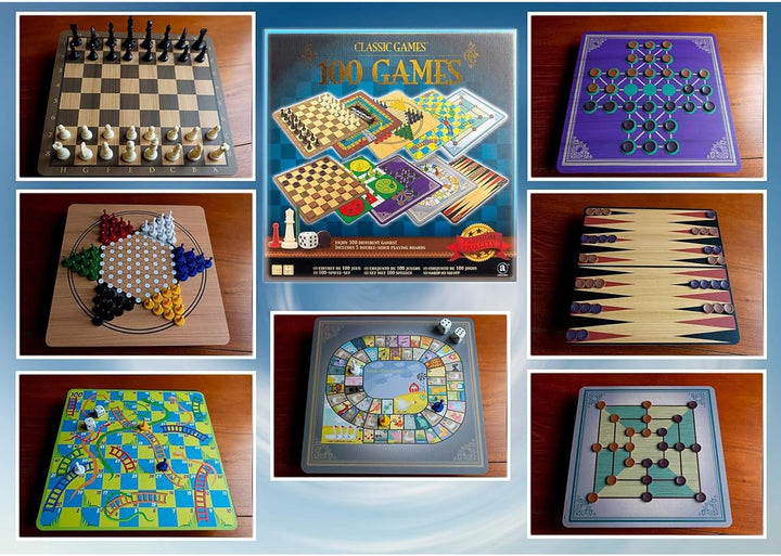 : Classic Games, 100 Games, Enjoy 100 Different Games, Includes 5 Double-Sided Playing Boards, Fun for Children and Adults, for Ages 3 and Up