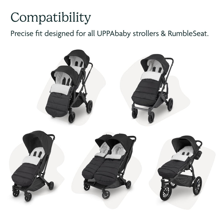Cozyganoosh Footmuff - Easily Attaches to  Strollers + Rumbleseat - Ultra-Plush, Weather-Proof - Winter Stroller Cover - Jake (Charcoal)