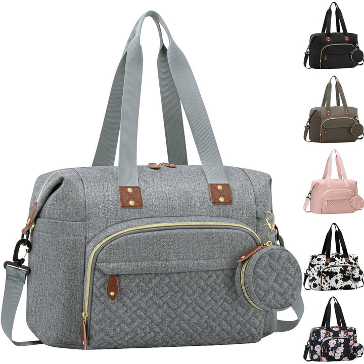 Diaper Bag Tote, Baby Bag Travel Diaper Tote Bag with Pacifier Case, Cute Maternity Hospital Baby Stylish Diaper Tote for Mom Dad Medium Size, Black