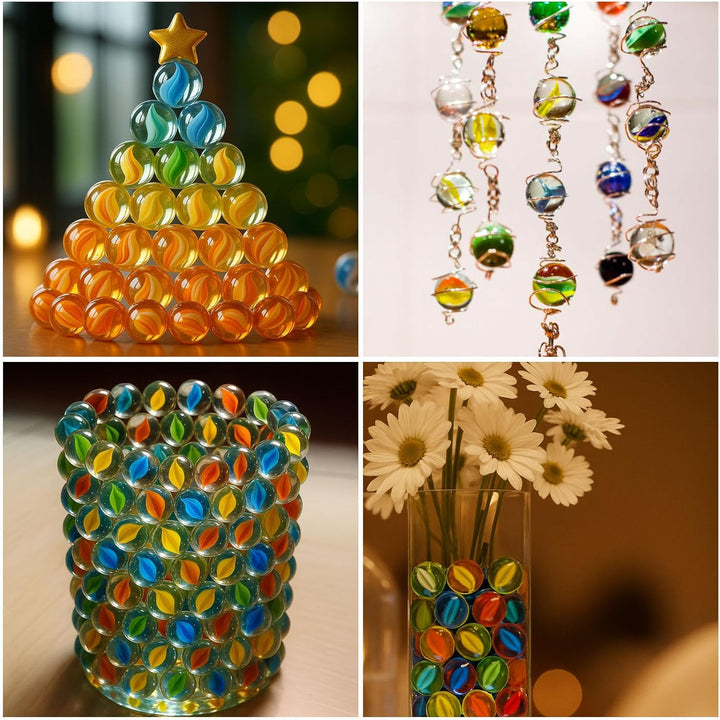 240PCS Marbles for Kids, Cat Eye Marbles Mixed 5 Colors for Chinese Checkers, Marble Run Toys, Board Games