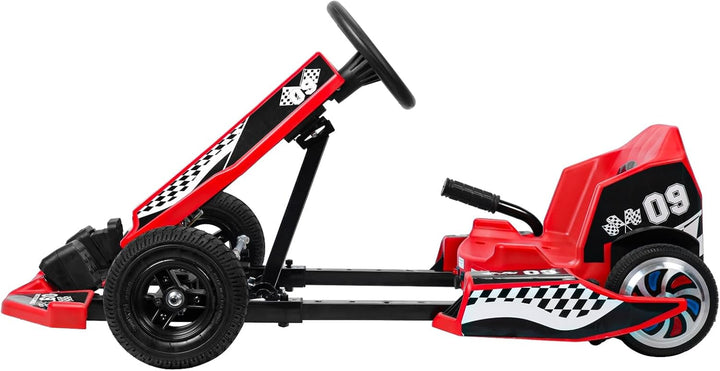 Electric Go Kart 36V, 32"-44" Adjustable Seat Length Drifting Kart for Growing Kids, 350W Motor Ride-On Toy for Ages 8-12, for Riders up to 187 Lbs Red