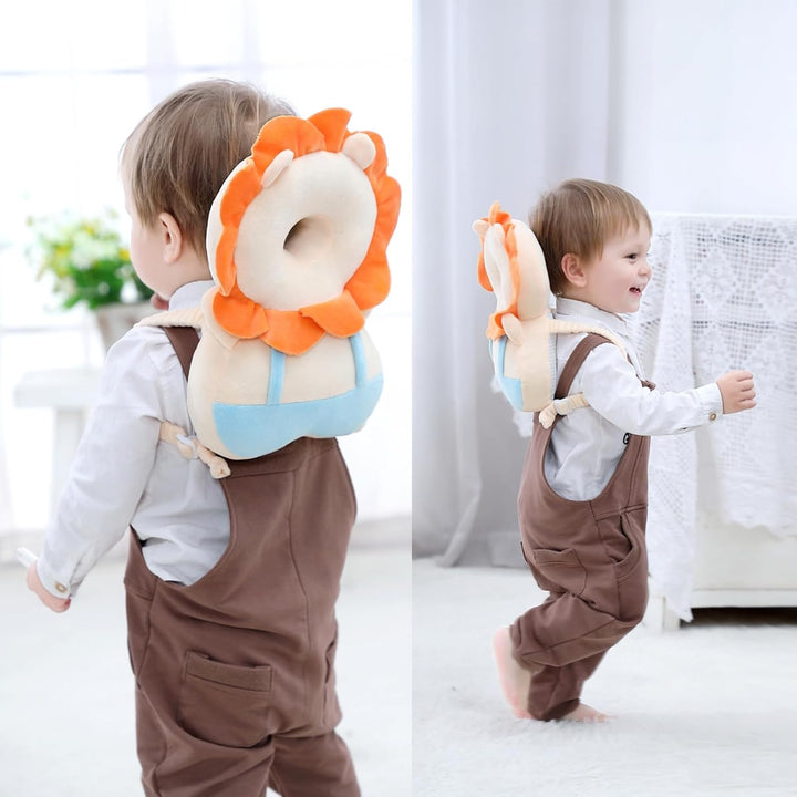Baby Head Protection Backpack, Toddler Walking Head Protector, Adjustable Head Protector Pad Safety Cushion (Orange)