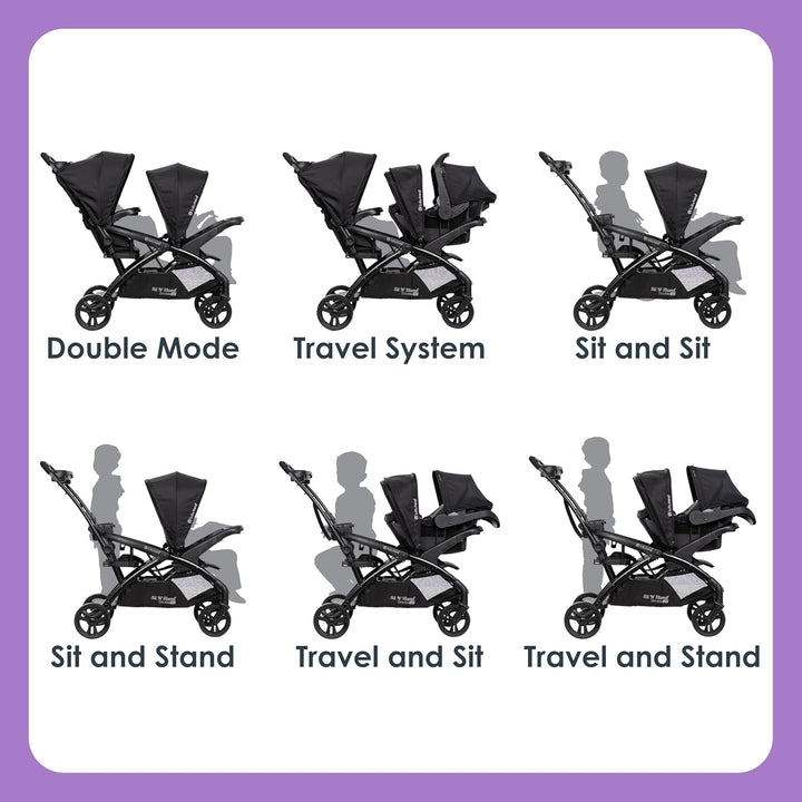 Sit N' Stand® Double 2.0 Stroller, Madrid Black