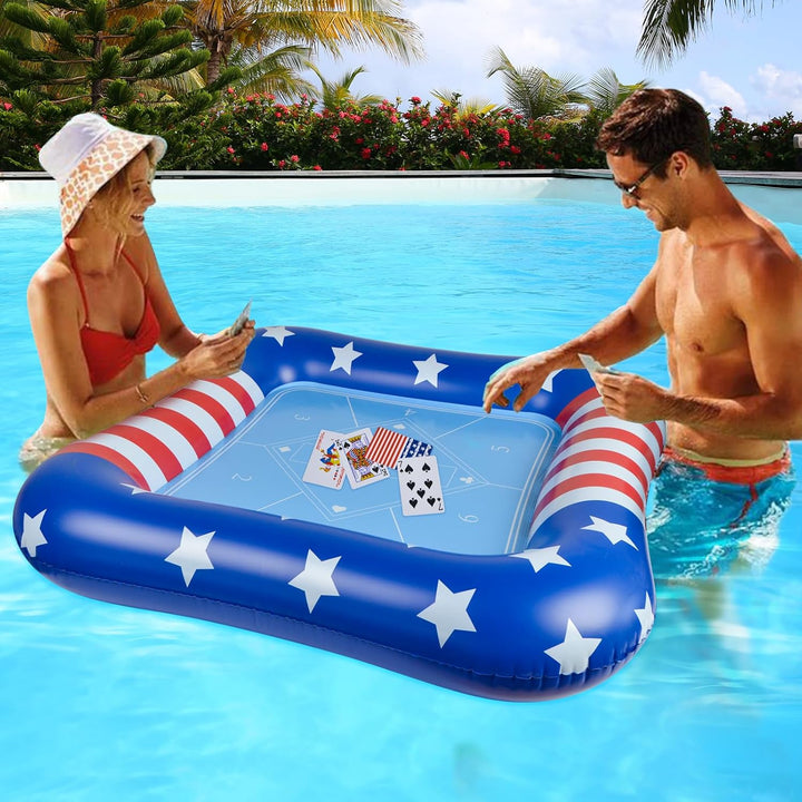 Large Inflatable Card Table for Pool with Waterproof Playing Cards - 41 Inches Waterproof Playing Cards for Pool Floating Games Table for Pools Summer Party Outdoor Beach Party