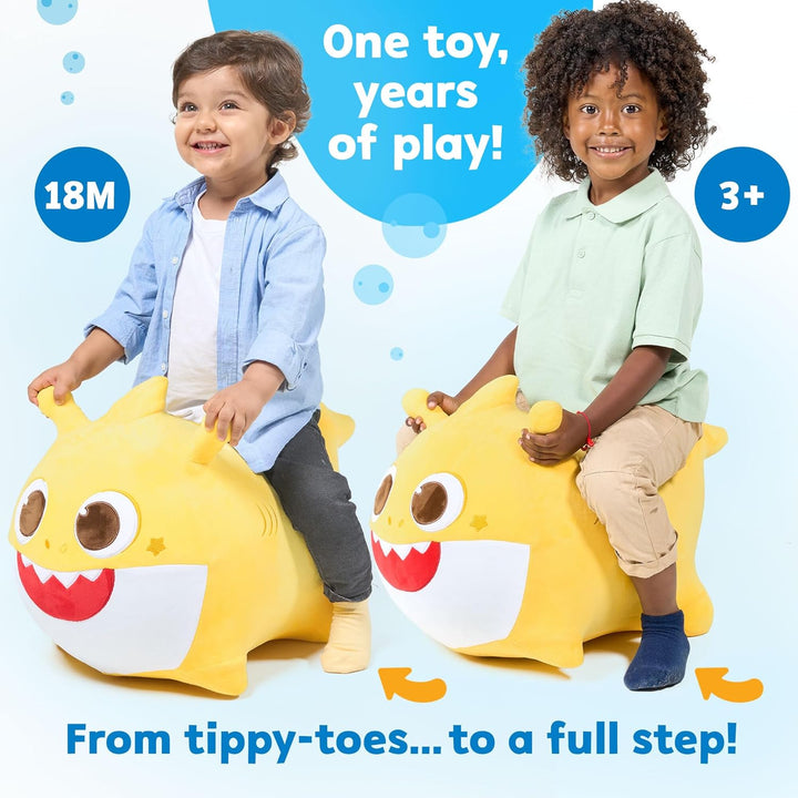 Baby Shark Official Bouncy Hopper Plush Musical Singing Toy - Inflatable Animal Ride on for Indoor & Outdoor - Birthday Gift for Kids & Toddlers (Boys & Girls) Ages 18+ Months (Yellow)