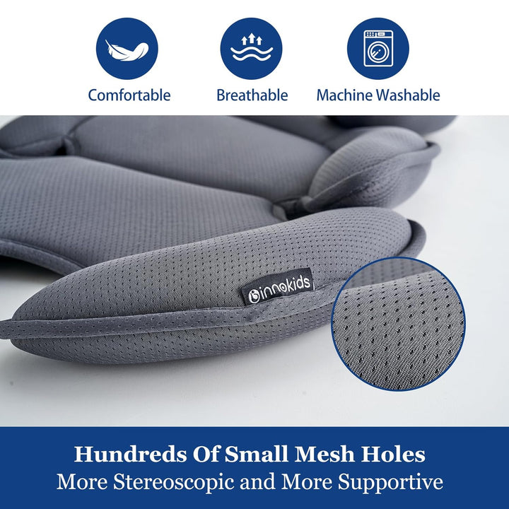 Head and Body Support Pillow Infant Car Seat Insert for Newborn to Toddler Stroller Cushion (Grey)