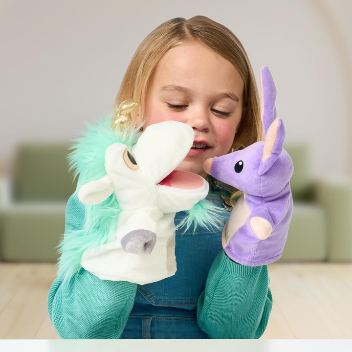 Unicorse & Bob Bilby Hand Puppet Plush 2-Pack – 8-9” Soft Deluxe Fabric, Embroidered Details, Perfect for Toddler Hands, Imaginative Play, Official  Toys, Amazon Exclusive