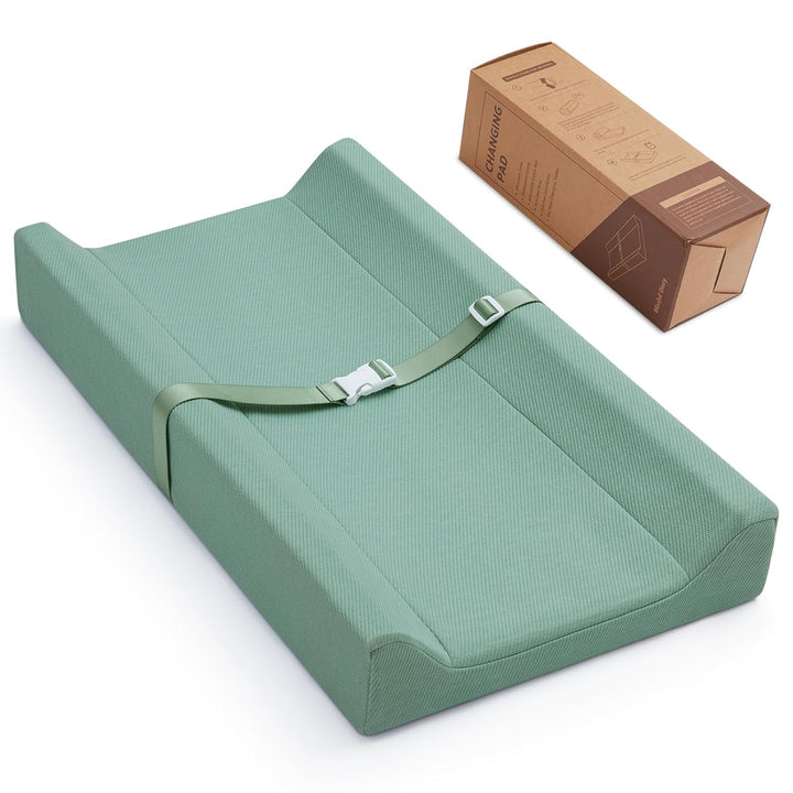 Baby Changing Pad with Waterproof Lining Foam, Includes a Soft & Washable Cover, Contoured Changing Table Pads for Dresser Top with Non-Slip Bottom, 32”×16” (Grey, Rectangular)