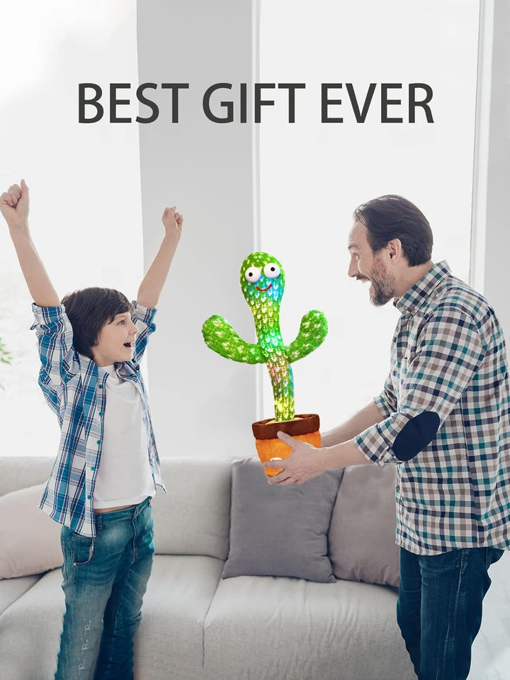 Talking Cactus Toy with LED 120 English Songs, Singing Cactus Dancing Musical Toy, Tummy Time Toys Baby Mimicking Repeats What You Say (Audio Recording & Retelling) Boys Girls Interactive Gift