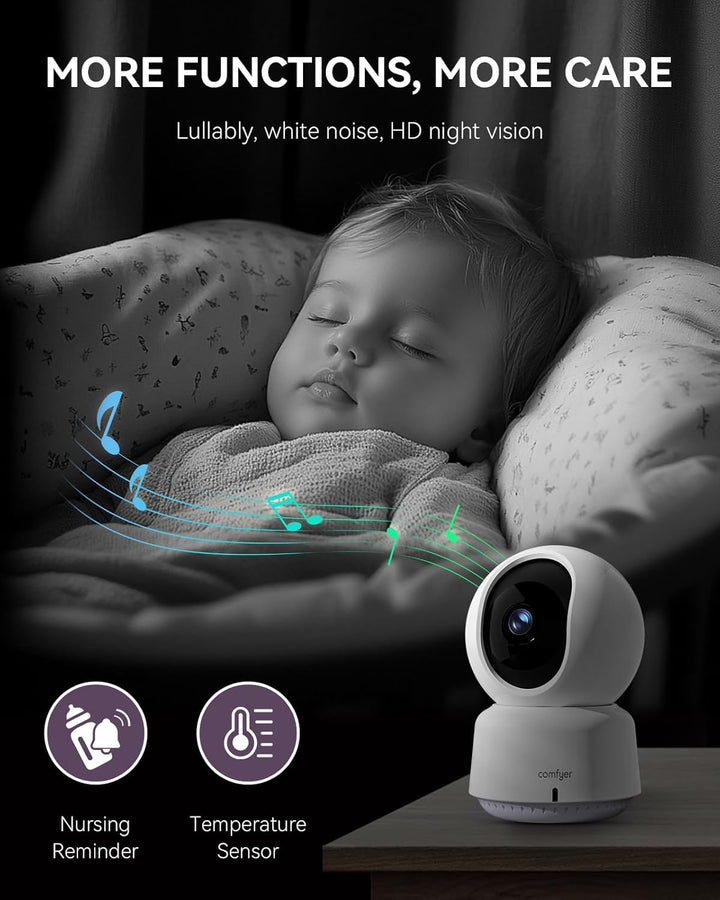 Smart Wifi Baby Monitor - 5" 1080P Split Screen & 2K Camera App Control, Motion Alerts, Sound Detection, HD Night Vision, 5050Mah Battery, 2-Way Talk, Multi-User, Triple Security, 1600Ft Range