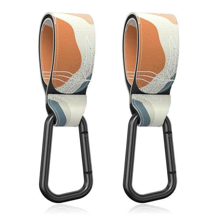 Baby Stroller Hooks for Hanging Bags, Universal Stroller Clips Accessories, Mommy Hook for Diaper Bag, Shopping Cart, Purse, Backpack - 2 Pack, Abstract Leaf