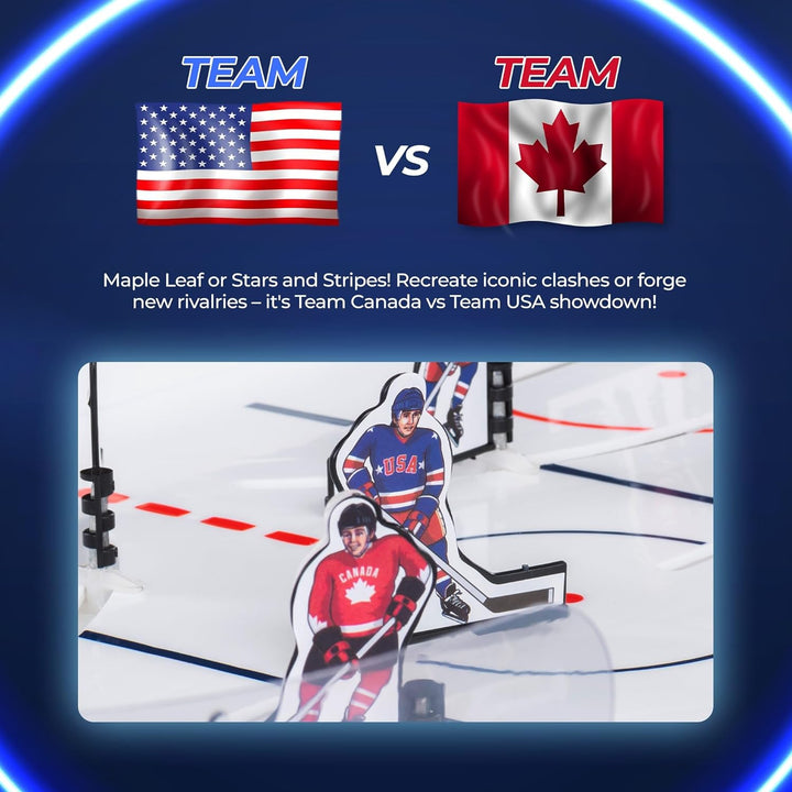 Table Hockey Game 36" X 17" for Adults and Family - Board Game Table Bubble Dome Rod - Arcade Toys Ice Hockey Gift - All Parts Included, 2-4 Players