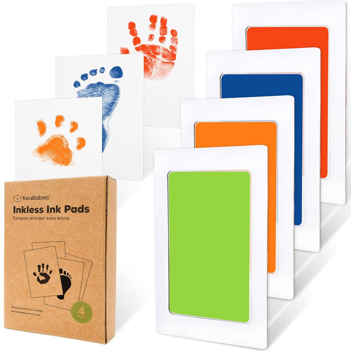 4-Pack Inkless Baby Hand and Footprint Kit - Mess Free Ink Pad for Newborn Keepsake, Dog Nose & Paw Print Kit, Clean Touch Ink Pad for Baby Hand & Footprints, Ideal New Mom Gifts (Jet Black)