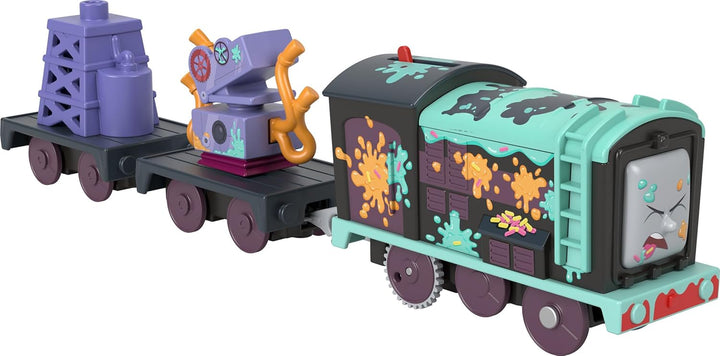Motorized Toy Train, Wobbly Cake Thomas Engine with Cargo Cars & Pieces for Pretend Play Preschool Kids Ages 3+ Years