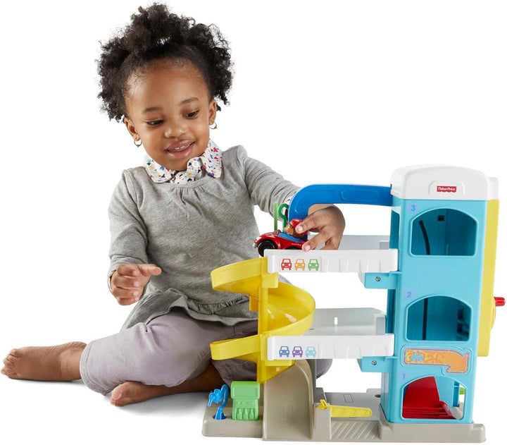 Little People Toddler Toy Helpful Neighbor’S Garage Playset with Spiral Ramp & 2 Cars for Pretend Play Ages 18+ Months​