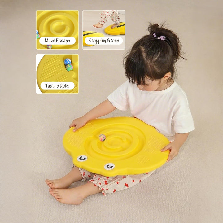 Wobble Balance Board for Kids – Yellow Frog Design with Maze Track & Balls | Dual-Sided Sensory Rocker Board | Non-Slip Tactile Surface | Supports up to 200Lbs | Perfect for Toddlers & Parent-Child Play