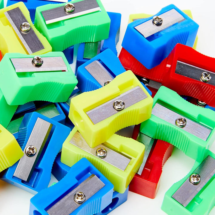 Stationery Tubs Plastic Pencil Sharpeners - Assorted Colours (Pack of 30)