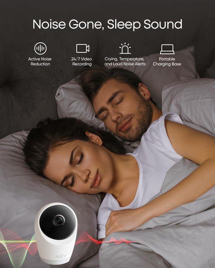 Baby Monitor E21 with 4K UHD Camera, 5'' 720P Display, 8X Zoom, Hybrid Wi-Fi and No Wi-Fi Connection, 24/7 Recording in App, Pan-Tilt, Portable Camera with Built-In Battery, ANR