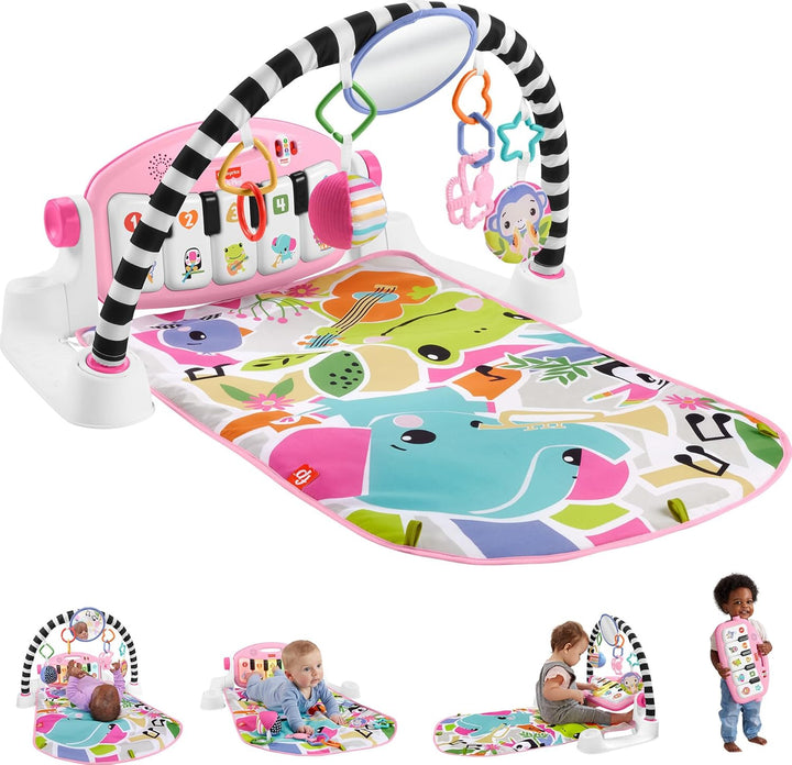 Baby Playmat Kick & Play Piano Gym with Musical and Sensory Toys for Newborn to Toddler, Navy Fawn