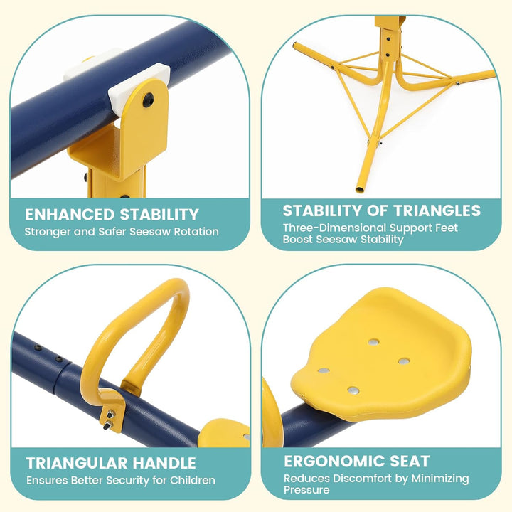 Teeter Totter,360 Degree Rotation Seesaw for Kids Outdoor for Ages 4-12, Sit and Spin Teeter Totter Kids Outdoor Play Equipment