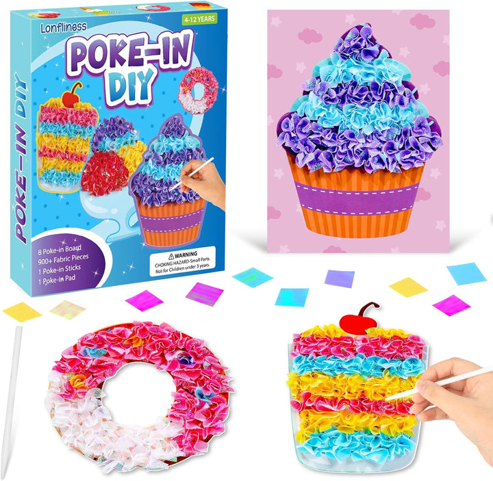 8PCS Poke-In Craft and Art Kit for Kids Animal Theme No-Mess Fabric Sewing Art Girls Boys 4-12 Puzzle Puncture Painting DIY Jungle Animal Toy Gifts for Creative Activity Game Birthday Party