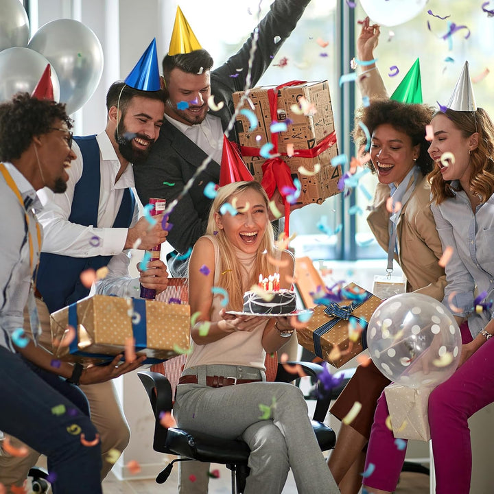 Colorful Birthday Party Hats Cone Hats for Adults Metallic Foil Cone Headwear