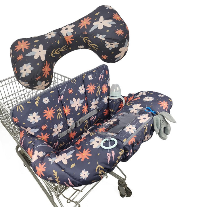 Shopping Cart Cover for Baby, High Chair Cover for Boy Girl, Infant Grocery Cart Cushion with Removable Seat Positioner and Cellphone Holder