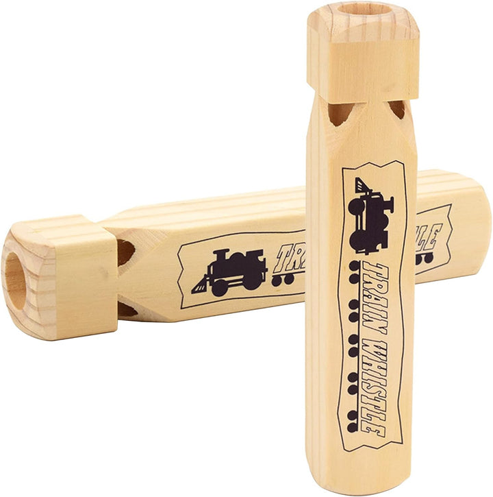 Solid Wood Train Whistle 4 Tones, Noisemaker Toys and Conductor Whistle for Birthday Party Carnival Prize Game Cheering Prop or Educational
