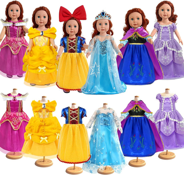 18 Inch Doll Clothes Accessories - 6Pcs Different Princess Costume Dress（No Doll）