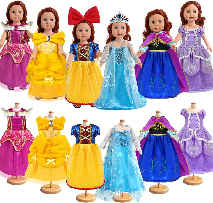 18 Inch Doll Clothes Accessories - 6Pcs Different Princess Costume Dress（No Doll）