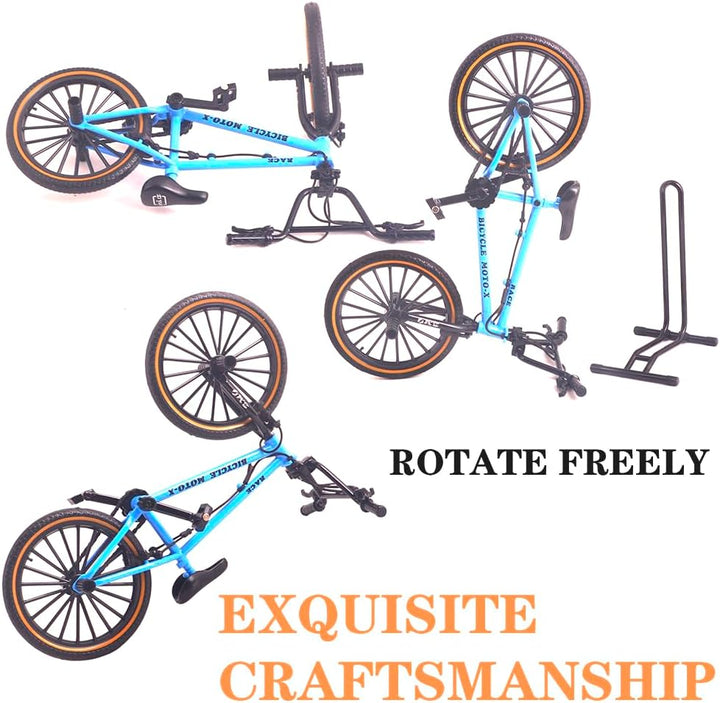 Mini Diecast Finger Bike Extreme Sports BMX Finger Bicycle Toys Game Set for Kids and Adults, Metal Bike Model Collections Decoration Cool Boy Toy (BMX Blue)