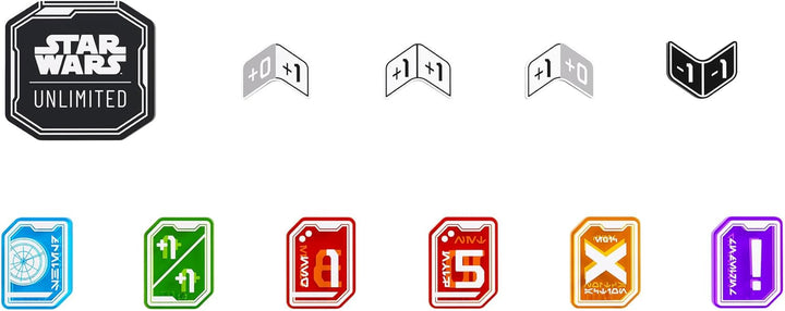 Star Wars: Unlimited Premium Tokens PRO - Enrich Gameplay with Acrylic Double-Sided Token Set, 55 Pieces Including Damage, Shield, and Modifier Counters